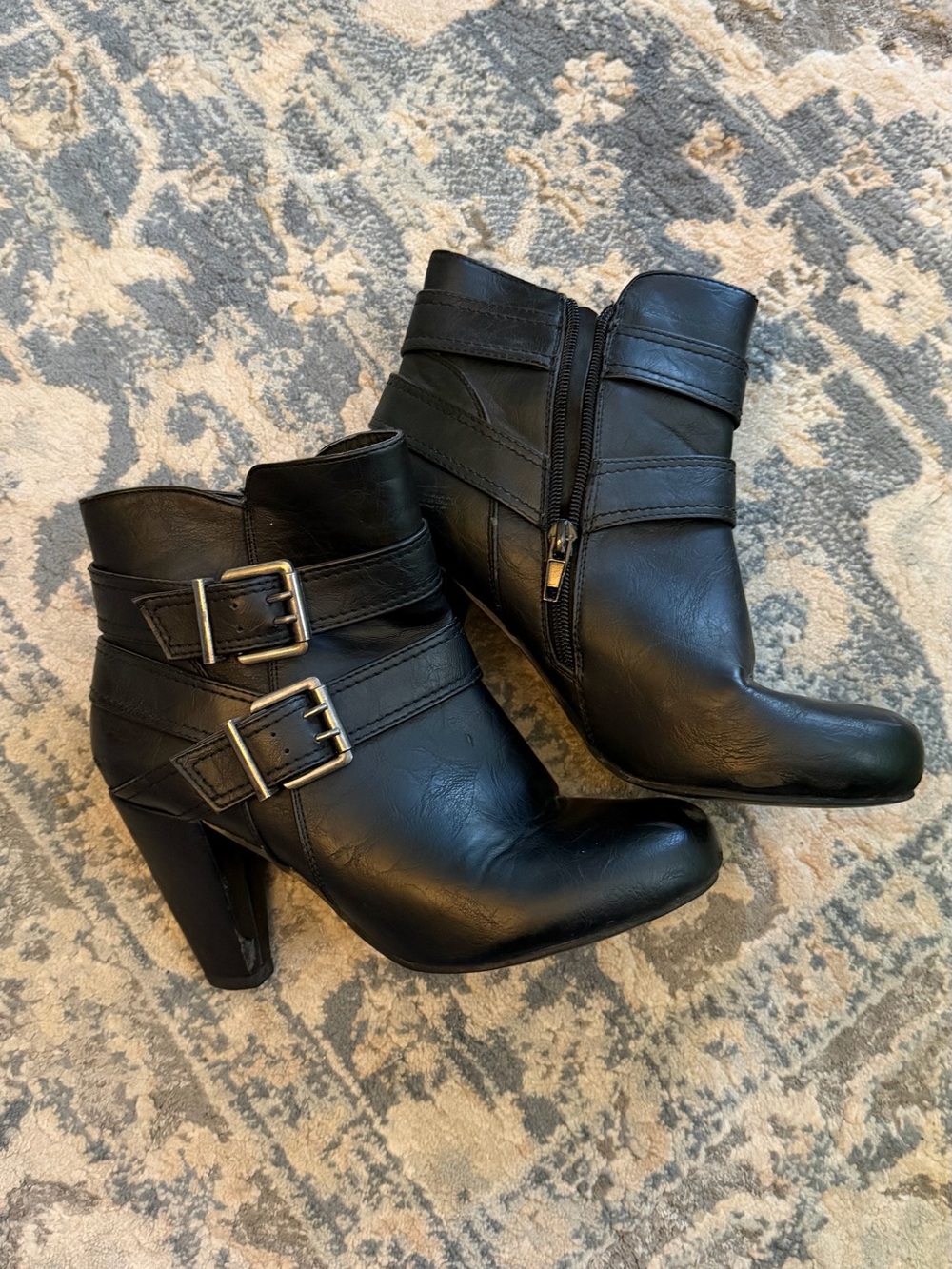 Madden Girl Black Double Buckle Ankle Booties